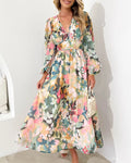 Women's Floral Print Maxi Dress with Long Sleeves 2