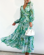 Women's Floral Print Maxi Dress with Long Sleeves 22
