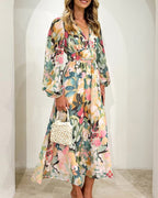 Women's Floral Print Maxi Dress with Long Sleeves 3