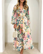 Women's Floral Print Maxi Dress with Long Sleeves 4