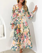 Women's Floral Print Maxi Dress with Long Sleeves 6