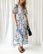 Women's Floral Print Maxi Dress with Long Sleeves 9