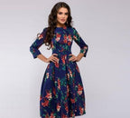 Women's Floral Print Midi Dress with Fitted Waist 6
