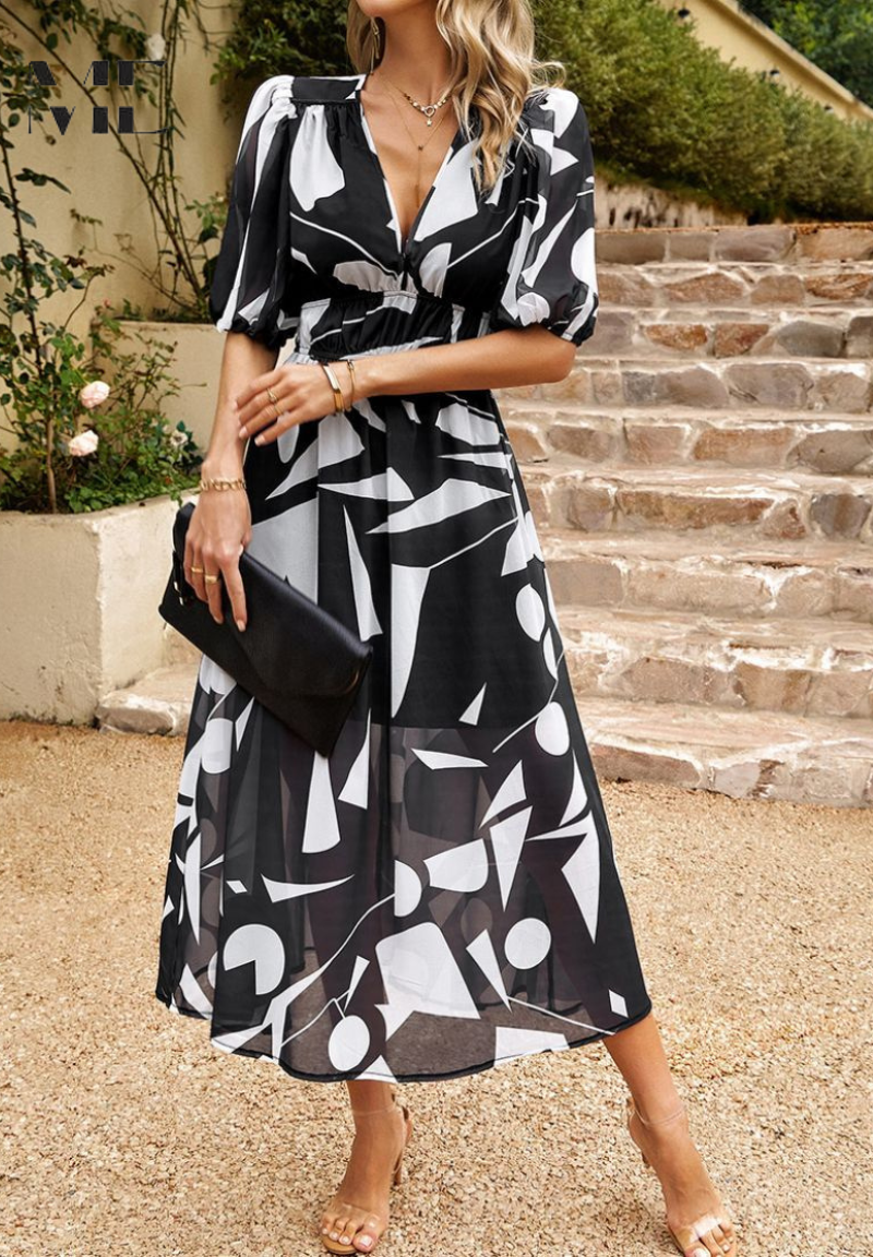 Women's Floral Print Midi Dress with Relaxed Fit 12