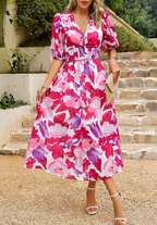 Women's Floral Print Midi Dress with Relaxed Fit 13