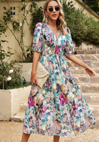 Women's Floral Print Midi Dress with Relaxed Fit 4