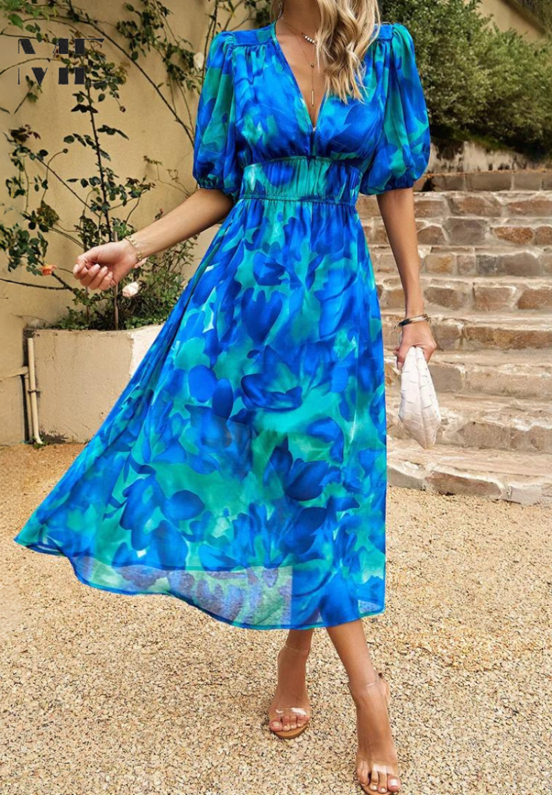 Women's Floral Print Midi Dress with Relaxed Fit 8