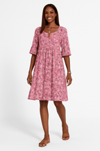 Women's Floral Print Midi Dress with Short Sleeves 1