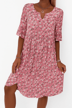 Women's Floral Print Midi Dress with Short Sleeves 2