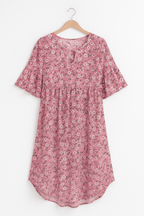 Women's Floral Print Midi Dress with Short Sleeves 3