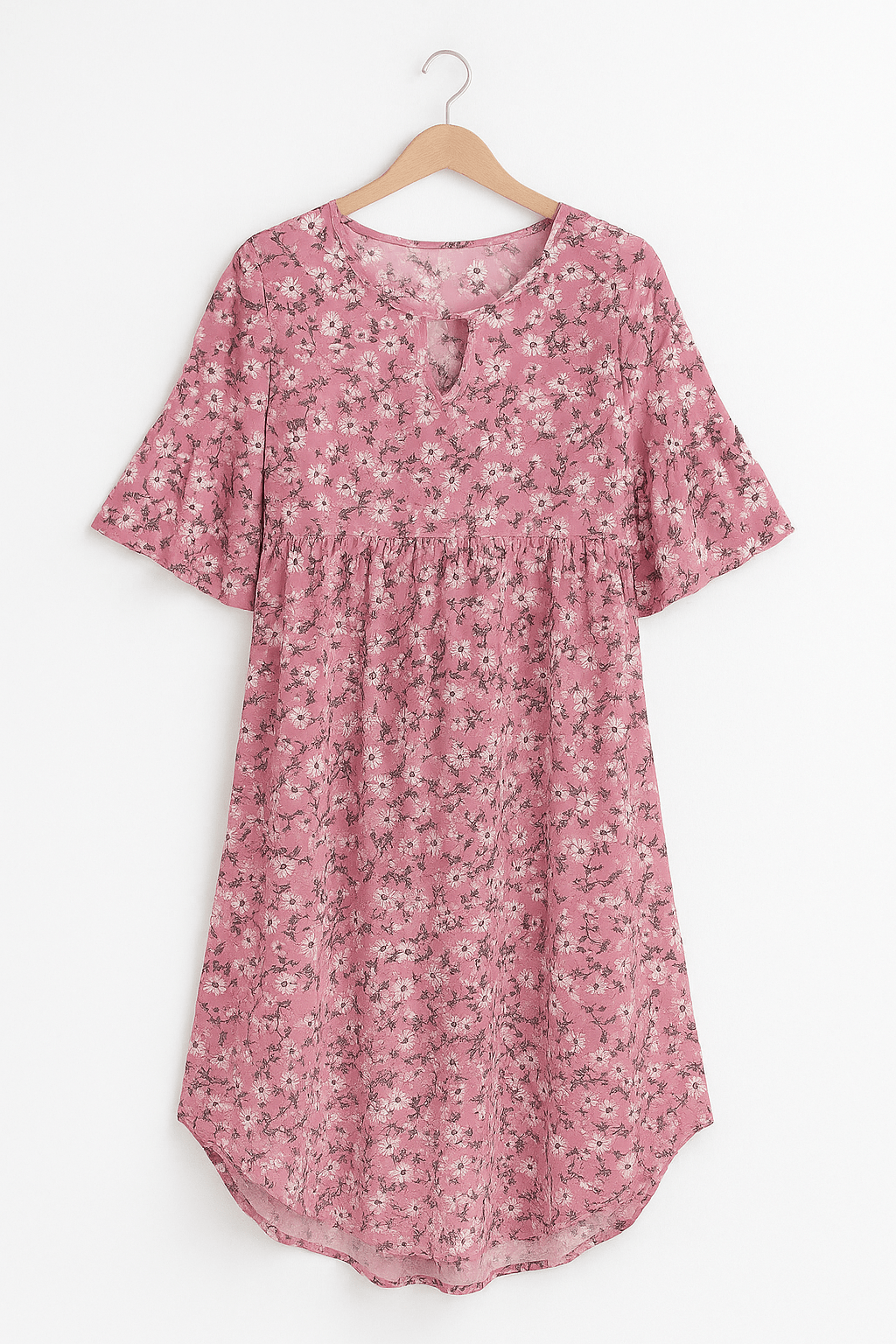 Women's Floral Print Midi Dress with Short Sleeves 3