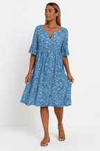 Women's Floral Print Midi Dress with Short Sleeves 4