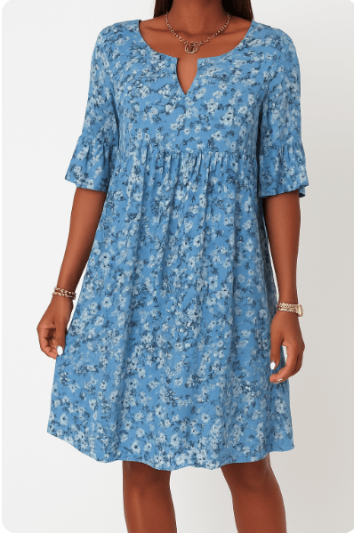 Women's Floral Print Midi Dress with Short Sleeves 5