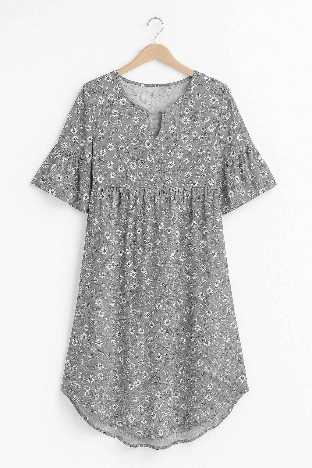 Women's Floral Print Midi Dress with Short Sleeves 6