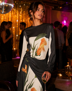 Women's Floral Print Mini Dress with Twist Overlay and Flared Sleeves 4