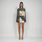 Women's Floral Print Mini Dress with Twist Overlay and Flared Sleeves 5