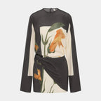 Women's Floral Print Mini Dress with Twist Overlay and Flared Sleeves 7