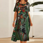 Women's Floral Print Short Sleeve Midi Dress 2