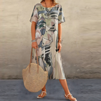 Women's Floral Print Short Sleeve Midi Dress 5