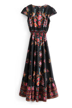 Women's Floral V-Neck Midi Dress with Adjustable Waist 4