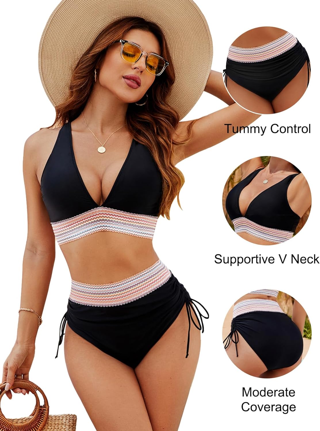 Women's Full Coverage Two-Piece Bikini Set with Adjustable Straps 6