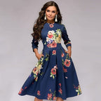 Women's Half Sleeve Midi Dress with Floral Print 2