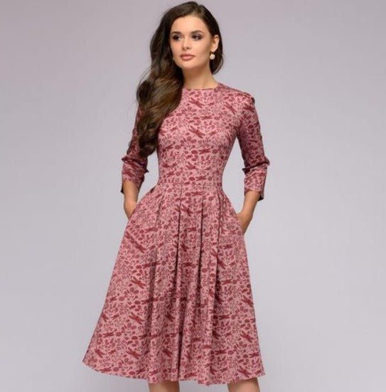 Women's Half Sleeve Midi Dress with Floral Print 3
