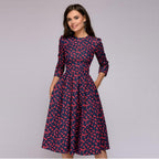 Women's Half Sleeve Midi Dress with Floral Print 4