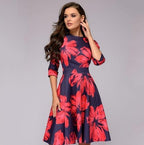 Women's Half Sleeve Midi Dress with Floral Print 5