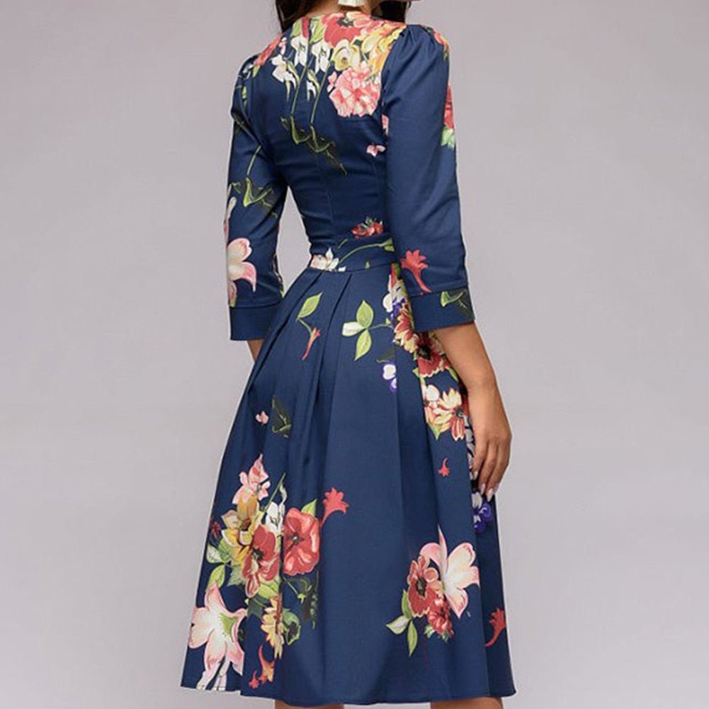 Women's Half Sleeve Midi Dress with Floral Print 7
