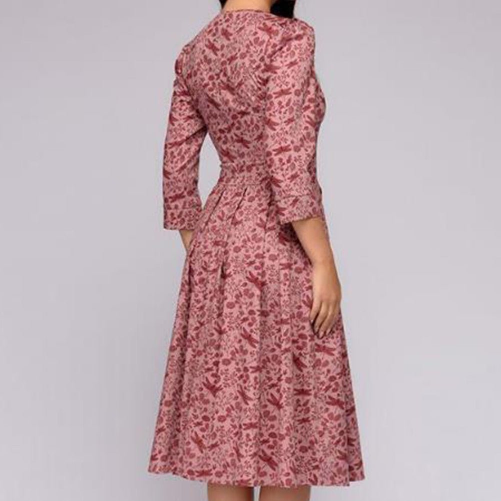 Women's Half Sleeve Midi Dress with Floral Print 8