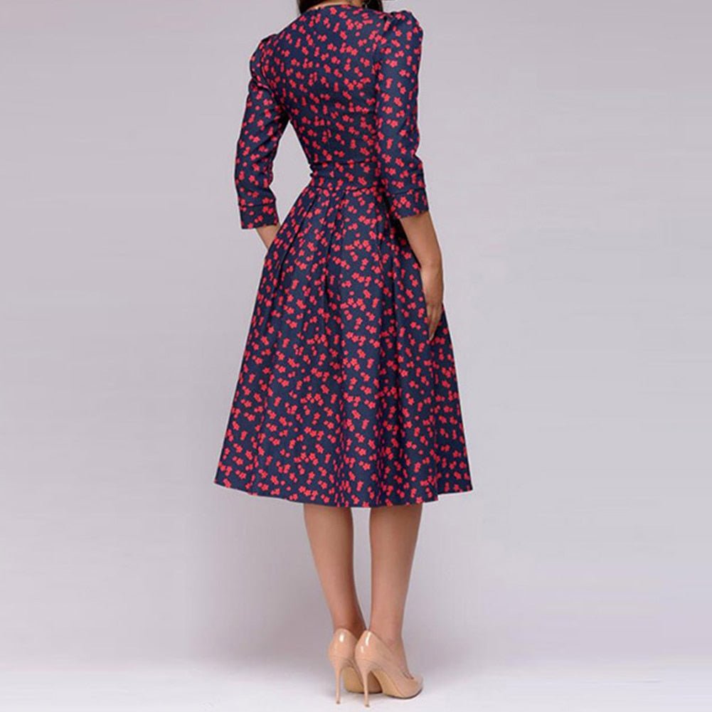 Women's Half Sleeve Midi Dress with Floral Print 9