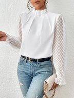 Women's Half Turtleneck Long Sleeve Blouse with Ruffled Sleeves 4
