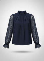 Women's Half Turtleneck Long Sleeve Blouse with Ruffled Sleeves 3