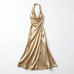 Women's Halter Neck Floor Length Satin Dress with Slim Fit 4