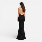 Women's Halter Neck Maxi Dress with Open Back and Lace Detail 3