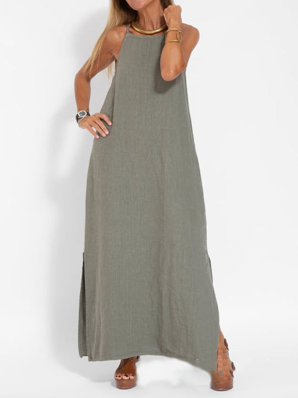 Women's Halter Neck Maxi Dress with Side Slit 1