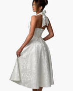 Women's Halter Neck Midi Dress with A-Line Skirt 13