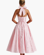 Women's Halter Neck Midi Dress with A-Line Skirt 14
