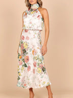 Women's Halter Neck Midi Dress with Floral Print 1