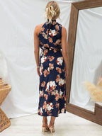 Women's Halter Neck Midi Dress with Floral Print 15