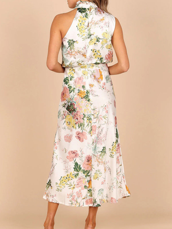 Women's Halter Neck Midi Dress with Floral Print 2