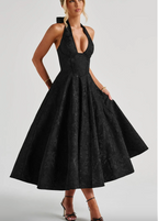 Women's Halter Neck Midi Dress with Straight Fit 2