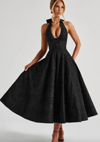 Women's Halter Neck Midi Dress with Straight Fit 4