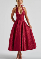 Women's Halter Neck Midi Dress with Straight Fit 7