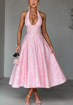 Women's Halter Neck Midi Dress with Straight Fit 8