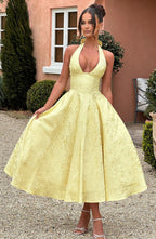 Women's Halter Neck Midi Dress with Straight Fit 9