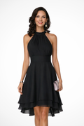 Women's Halter Neck Mini Dress with Tiered Ruffle Hem 1