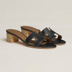 Women's Heeled Mule Sandals with Block Heel and H-Strap Cutout 5