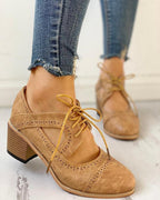 Women's Heeled T-Strap Shoes with Lace-Up Closure 2